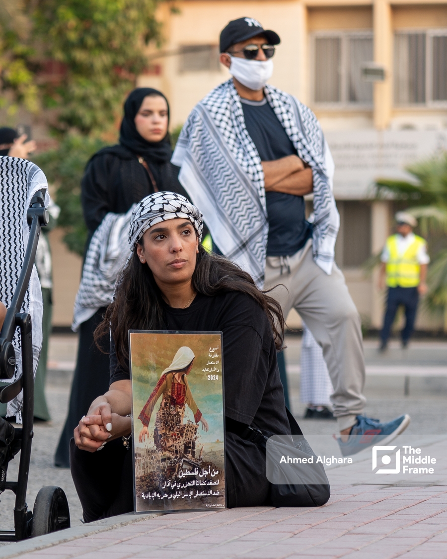 People during a protest in the capital of Bahrain