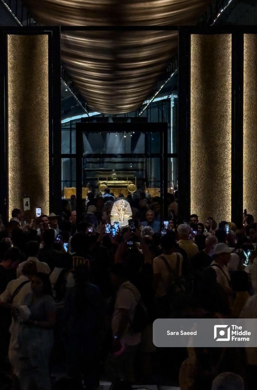 A crowd of people at the Grand Egyptian Museum