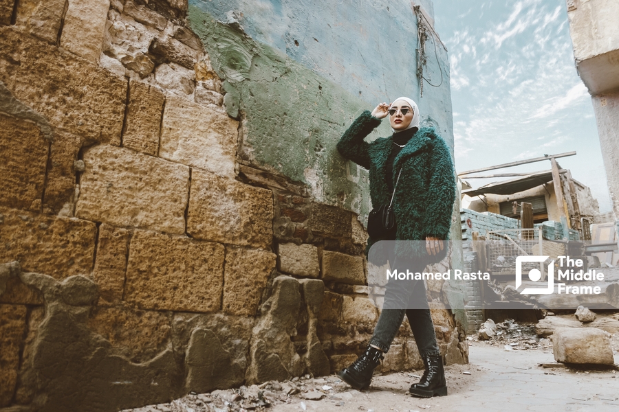 An Egyptian woman posing in the street