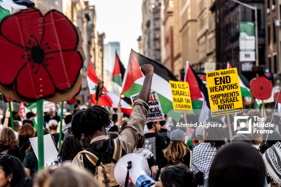 Commemorating October 7 in New York in support of Gaza.