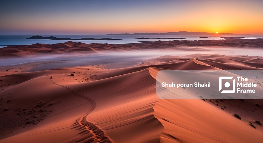 The sahara desert at sunset - Saudi Arabia