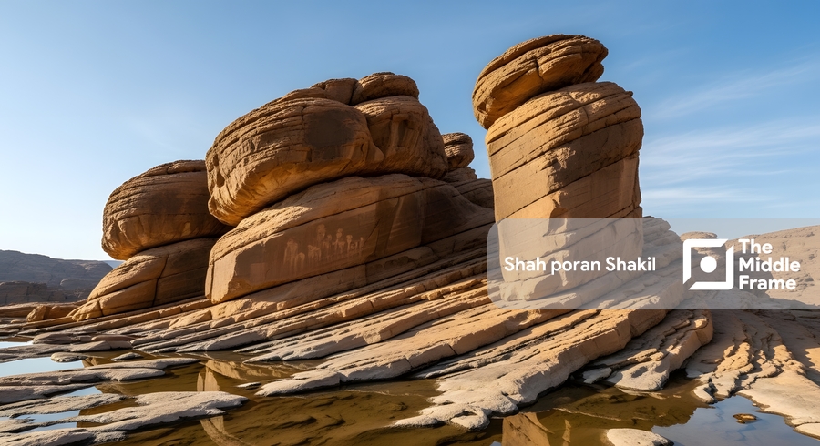 A rock formation in the desert