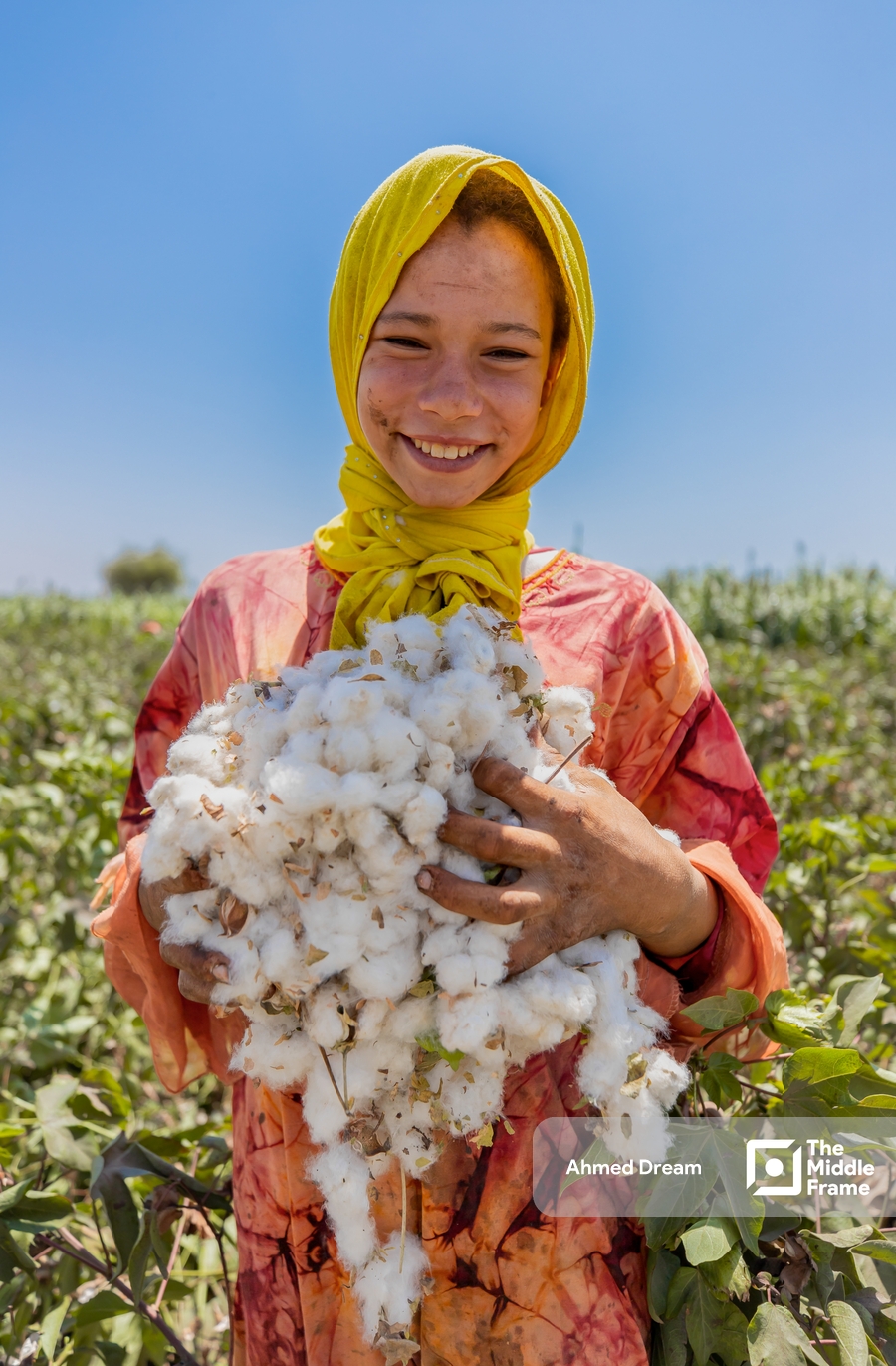 Portrait of a girl during the cotton harvest season, Egypt.