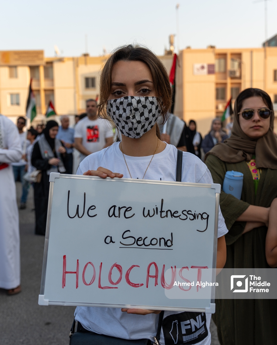 People during a protest in the capital of Bahrain