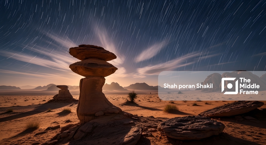 A rock formation in the desert