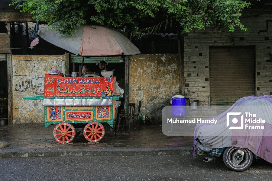 A street vendor selling food in the morning in old Cairo, Egypt
