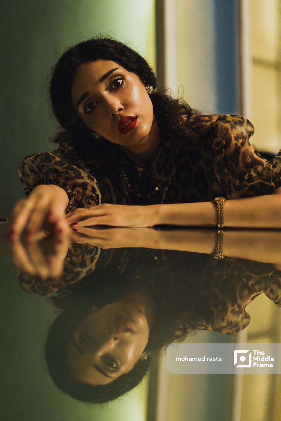 A portrait of a female model during a photo session.