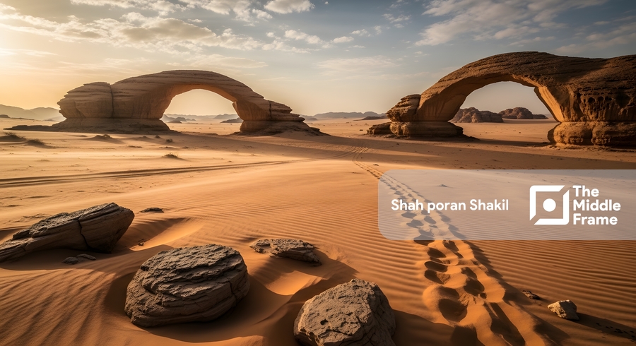 A Desert with rocks and sand