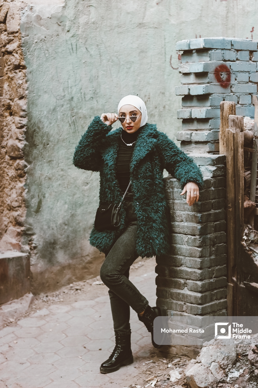 An Egyptian woman posing in the street