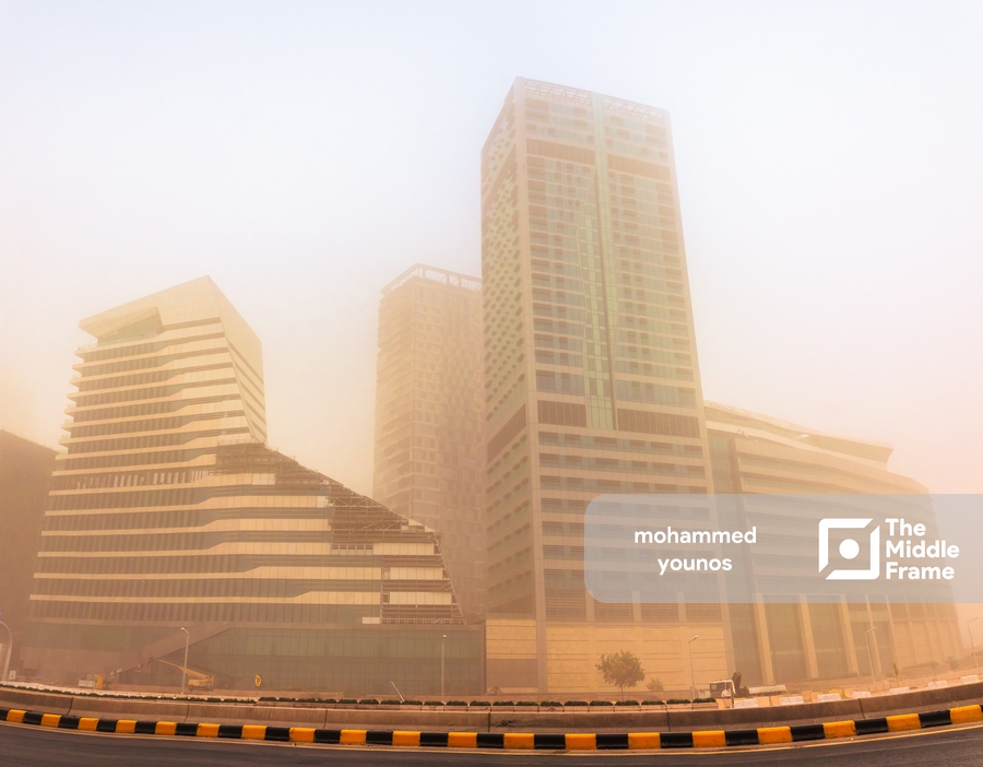 Saudi Arabia's modern buildings in a foggy day. • The Middle Frame ...