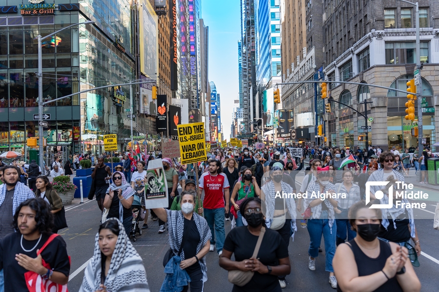 Commemorating October 7 in New York in support of Gaza.