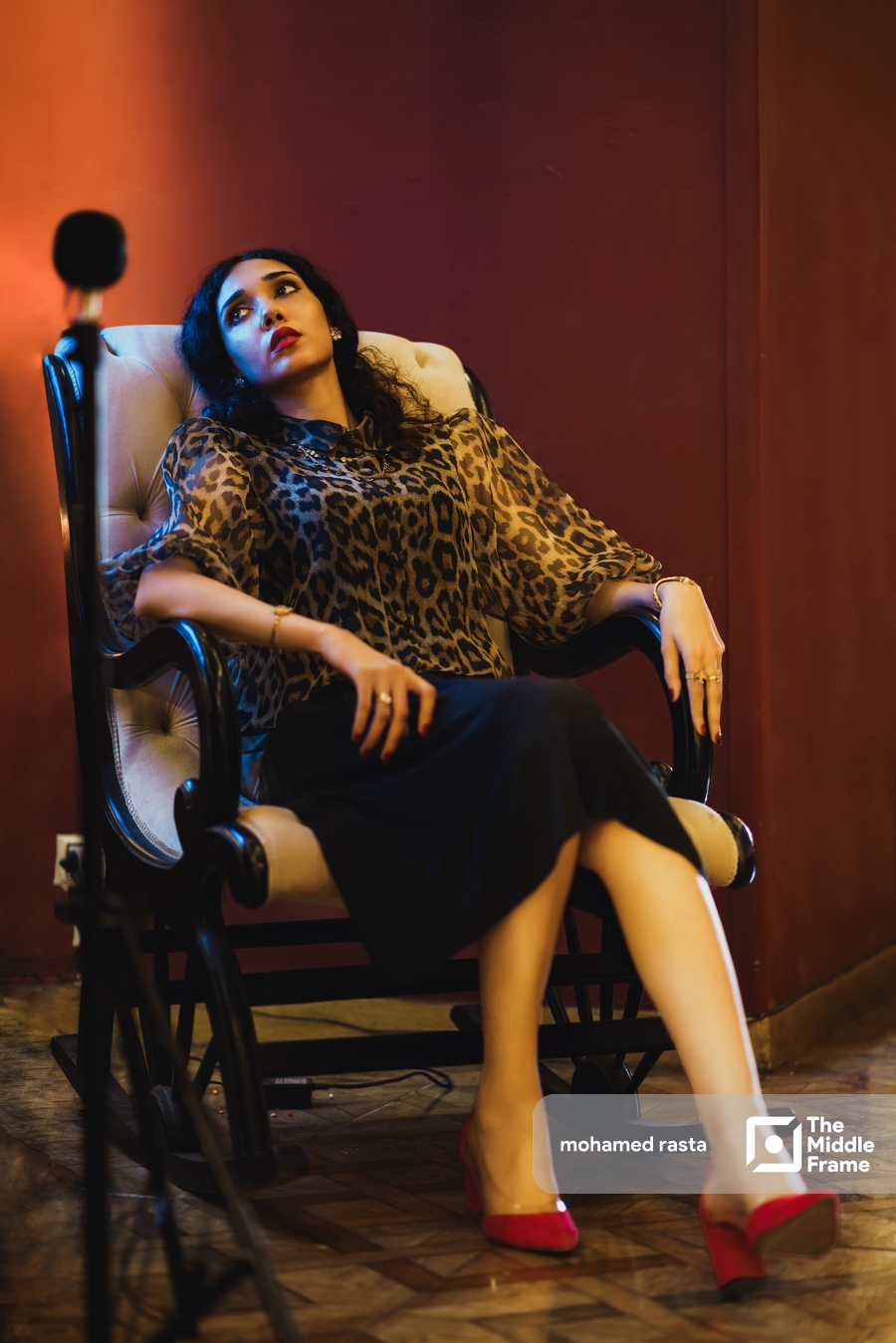 A portrait of a female model during a photo session.