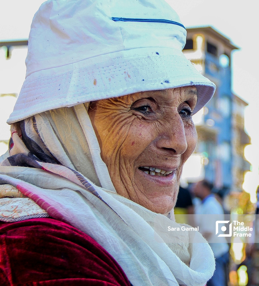 A portrait of an elderly woman.