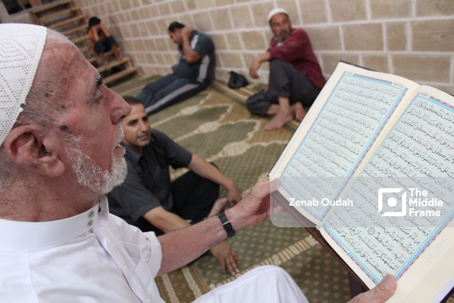 Reading the Quran.