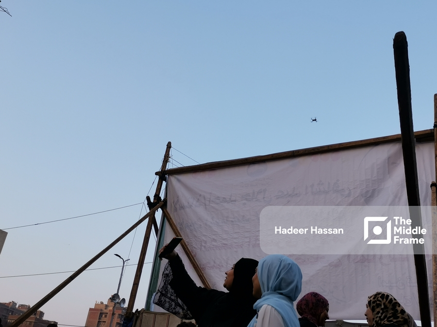 Two hijabi Egyptian women taking a selfie