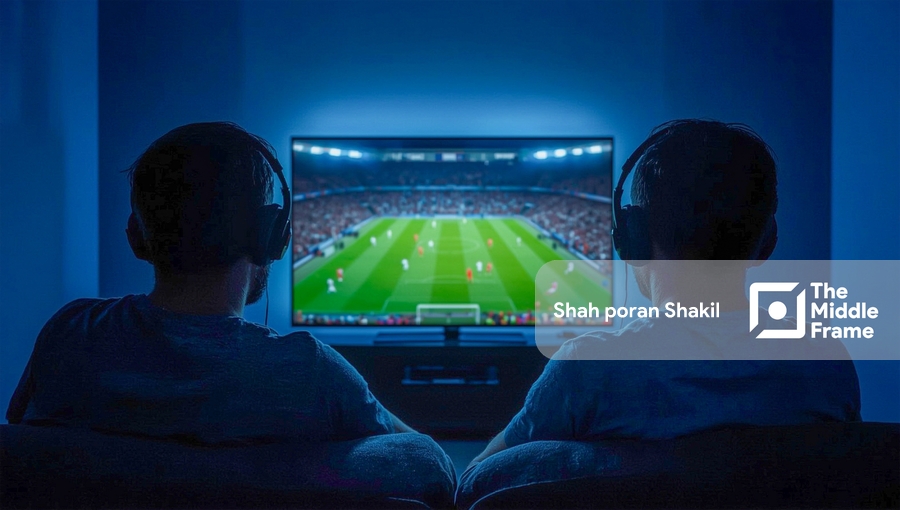 Two people are watching football on tv