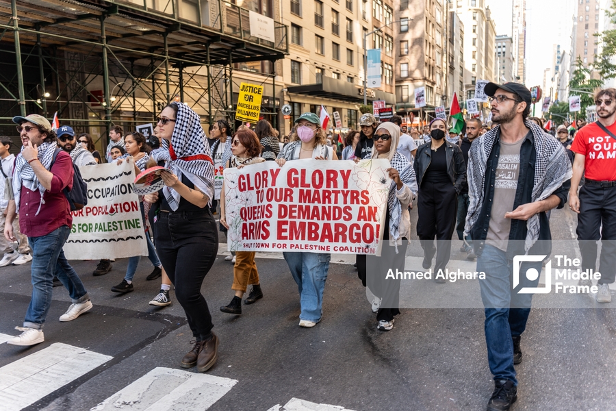 Commemorating October 7 in New York in support of Gaza.