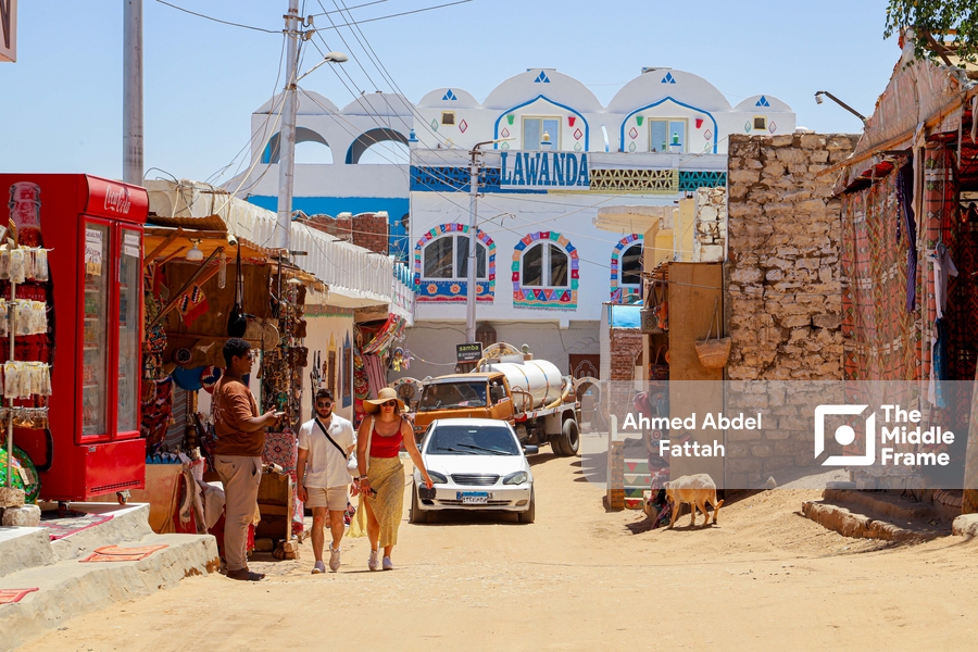 The colorful houses in Aswan, Egypt.