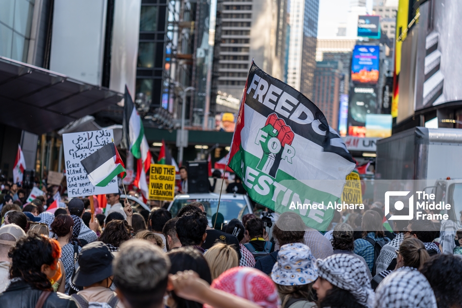 Commemorating October 7 in New York in support of Gaza.