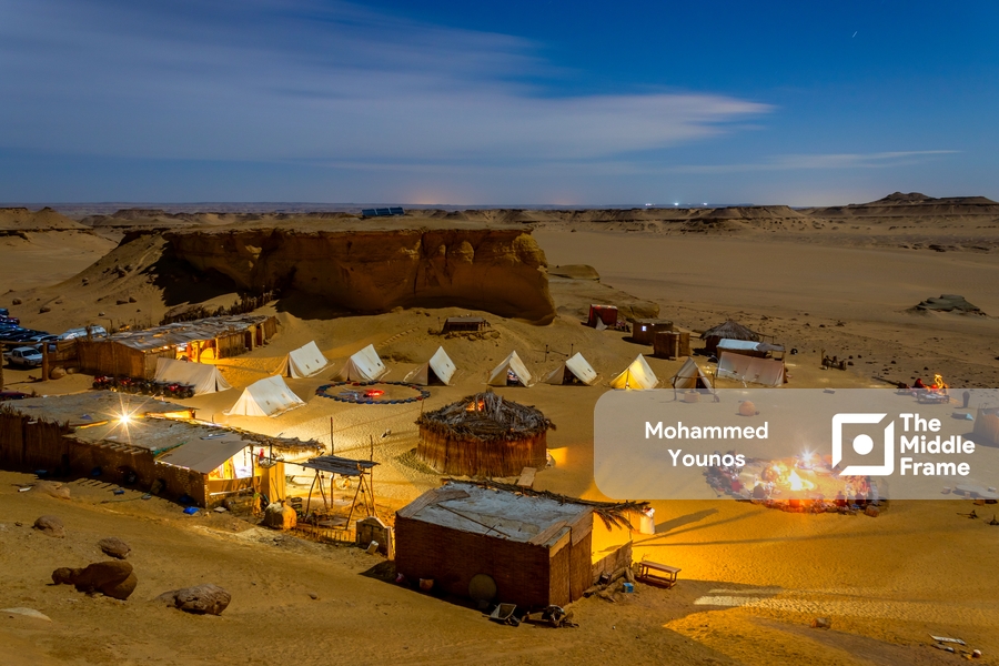Quiet night at Qatrani Camp in Fayoum Desert, Egypt, camping in the desert