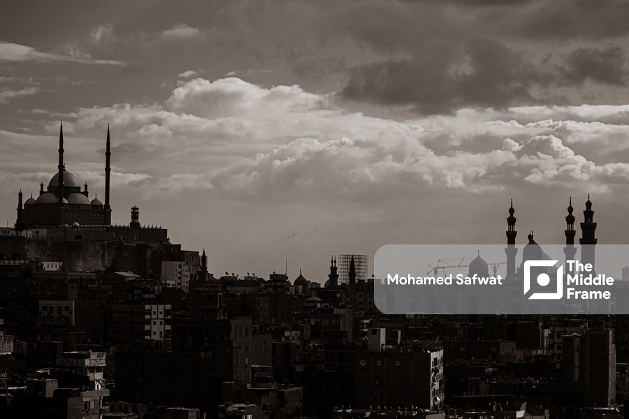 B&W landscape of Salah El-Din Citadel Cairo-Egypt.