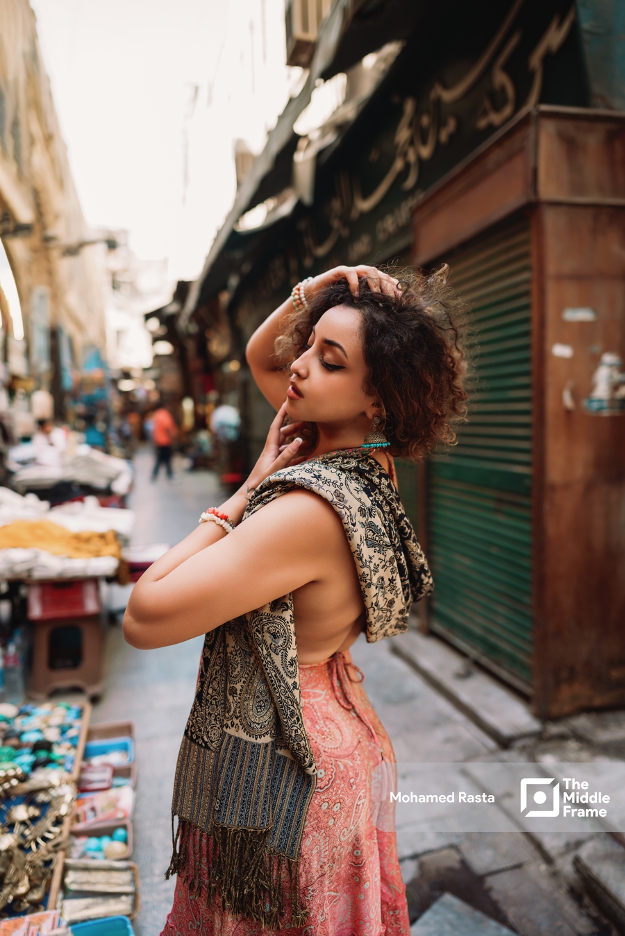 An Egyptian woman posingin the street