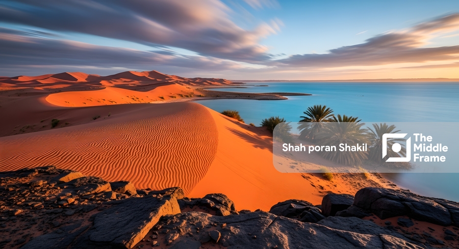 The sunset at desert