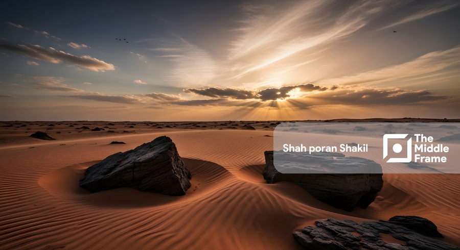 The sahara desert at sunset - Saudi Arabia