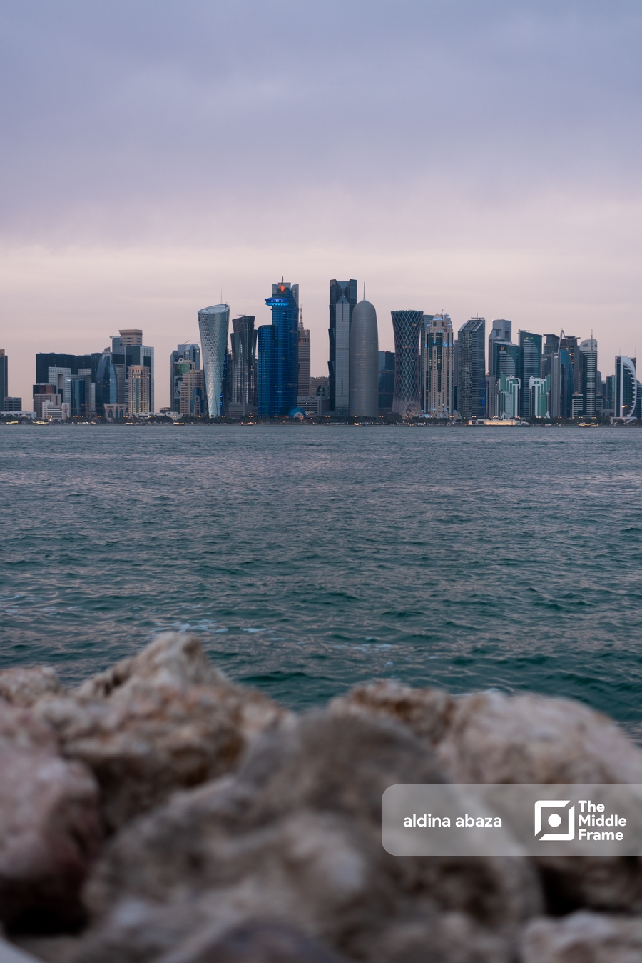 sea with city