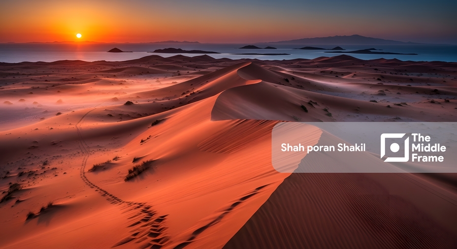 The sahara desert at sunset - Saudi Arabia
