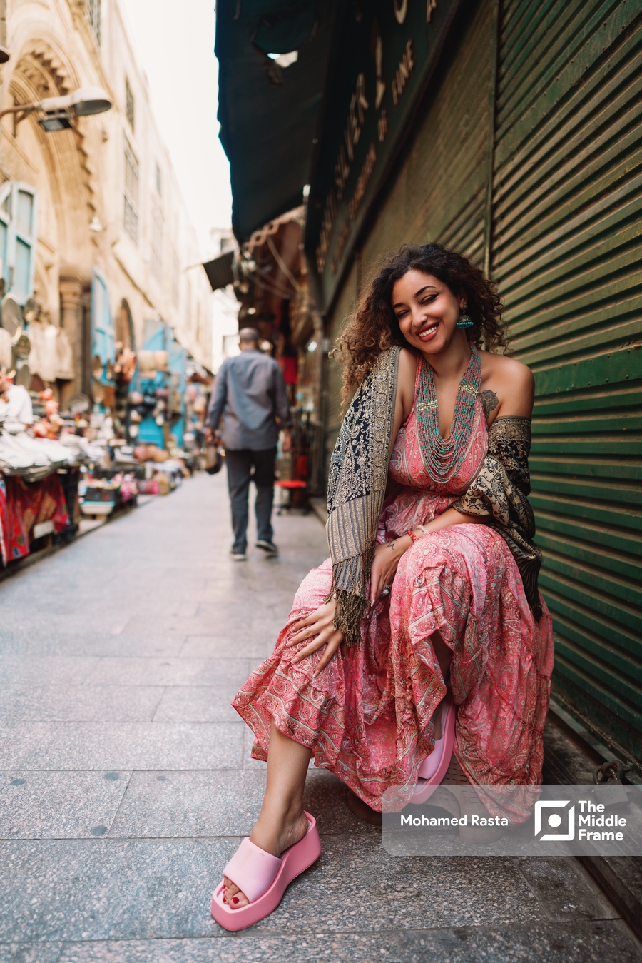An Egyptian woman posing in the street