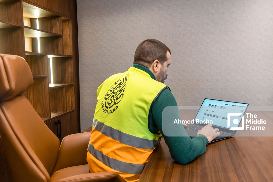 A young architect working in an office
