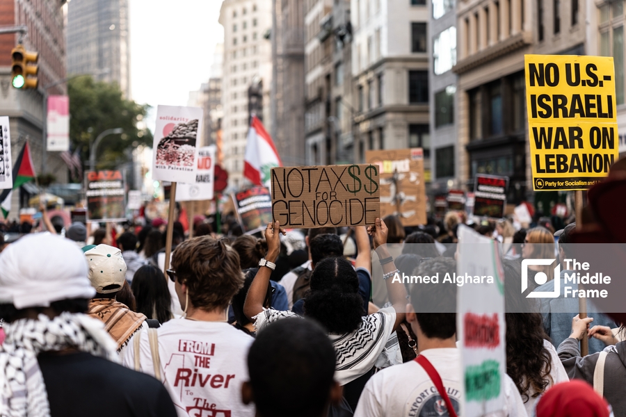 Commemorating October 7 in New York in support of Gaza.