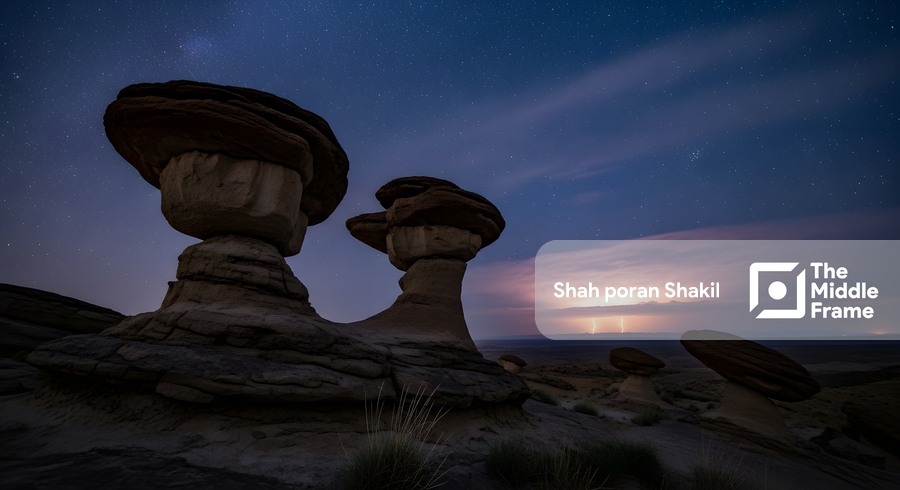 A rock formation in the desert