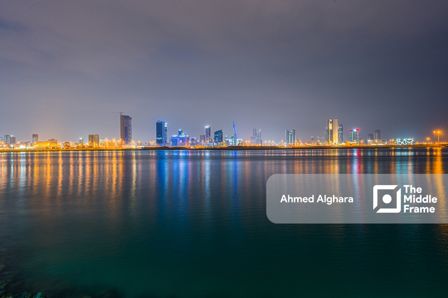 the skyline of Manama  at night