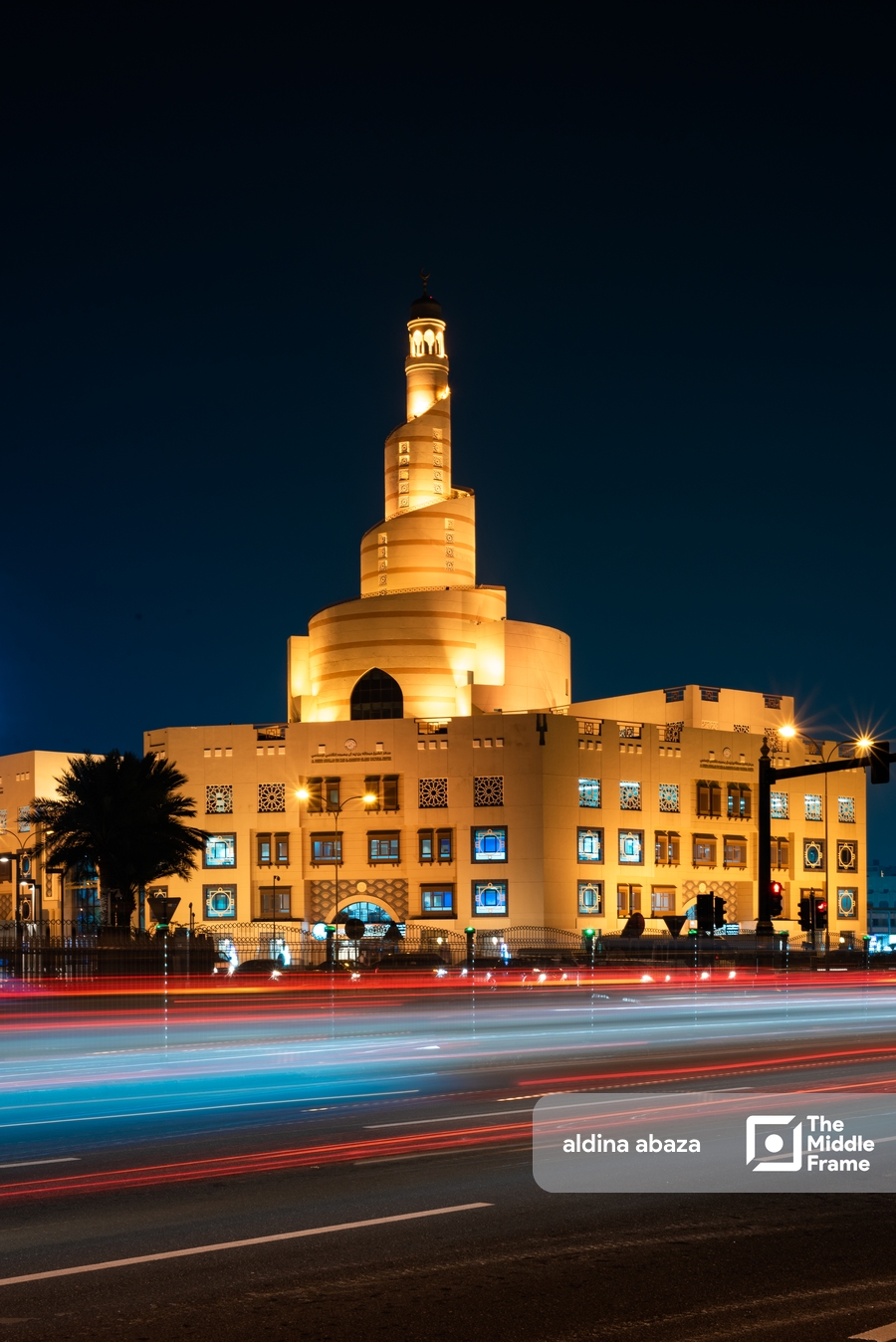 building lit up