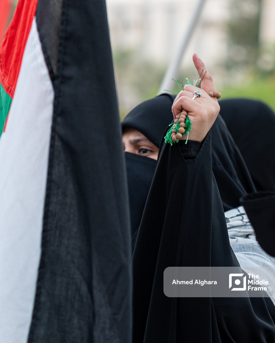 People during a protest in the capital of Bahrain