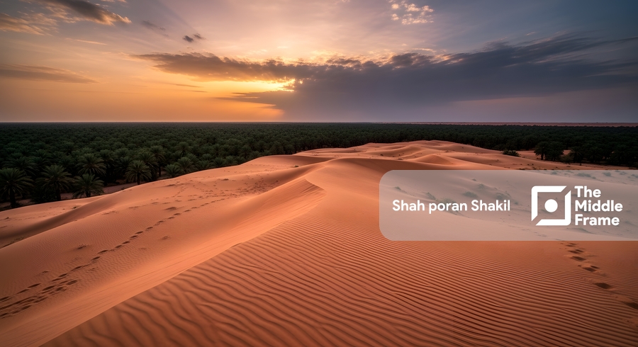 A view of the sahara desert from inside a cave - Saudi Arabia