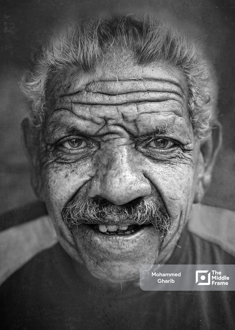 Monochrome portrait of an Egyptian man