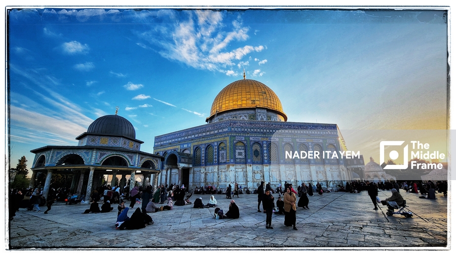 Palestinians in the court of Al-Aqsa Mosque
