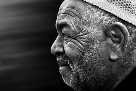 Monochrome portrait of an Egyptian man