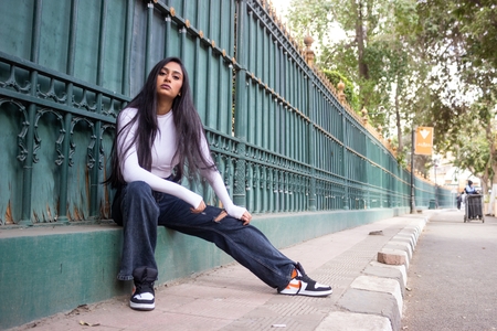 An Egyptian woman posing in the street
