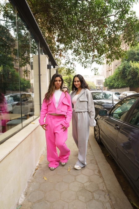 Two women walking in the street in Cairo, Egypt