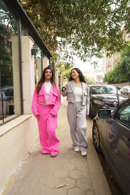 Two women walking in the street in Cairo, Egypt