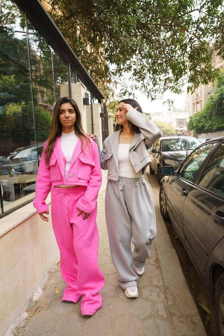 Two women walking in the street in Cairo, Egypt