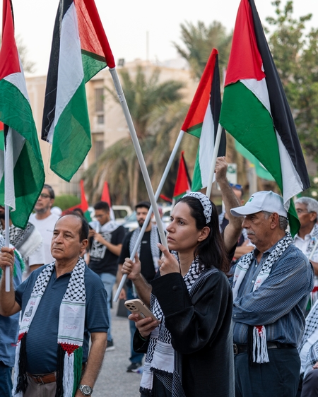 People during a protest in the capital of Bahrain