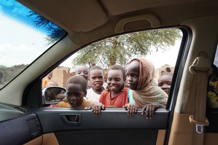 Curious eyes inside a car