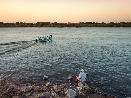 A boat on the Nile River in Sudan.