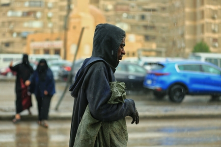 Rainfall in Giza, Egypt.