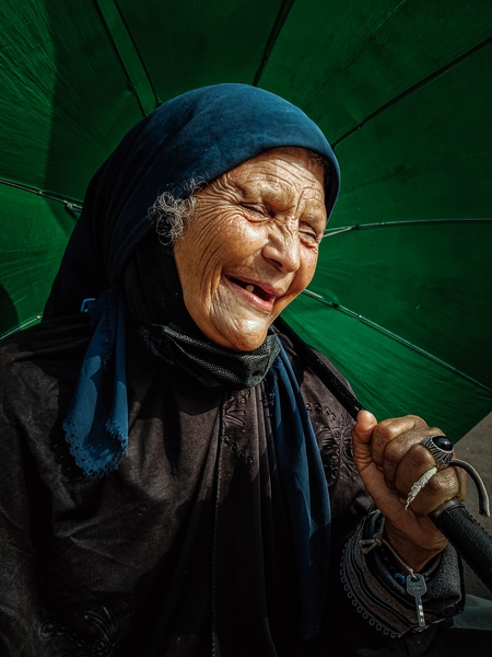 Portrait of an elderly Egyptian woman.